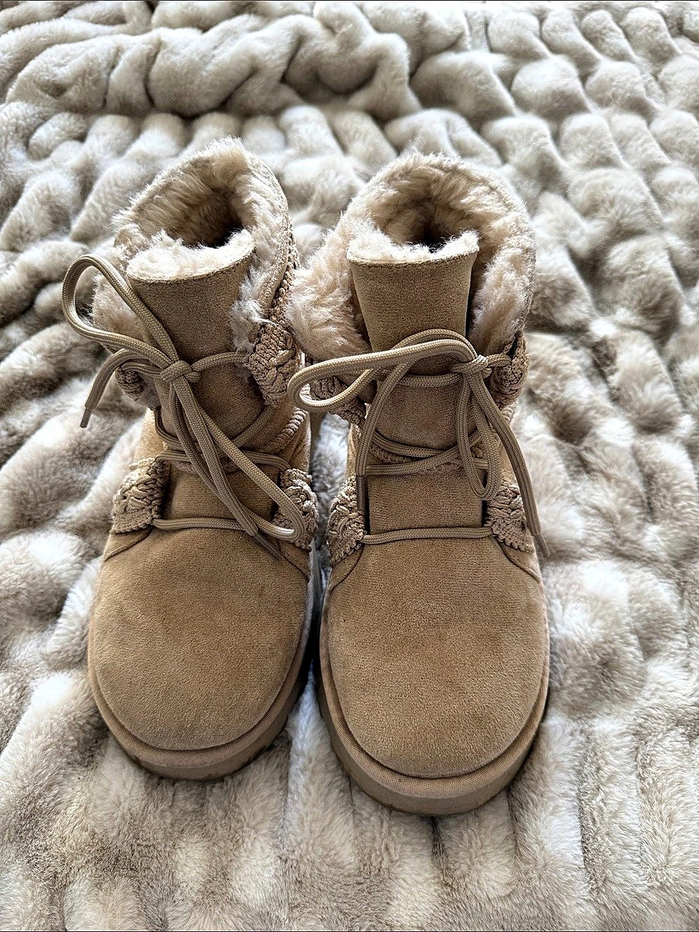 Altar’d State Crochet Knit Boots Brown